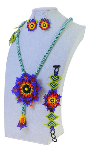 Collar Lazo Flor Con Aretes Y Pulsera Para Mujer Color 2