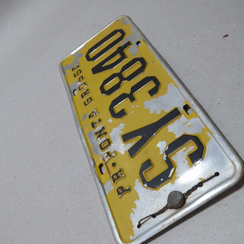 Imagem 3 de 9 de Placa Carro Antigo Amarela Ponta Grossa Paraná
