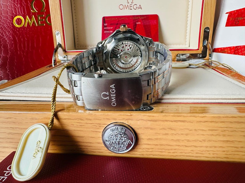 Reloj Omega Seamaster Máquina Suiza Co-axial Fullset Men Plateado Negro Negro (Usado)