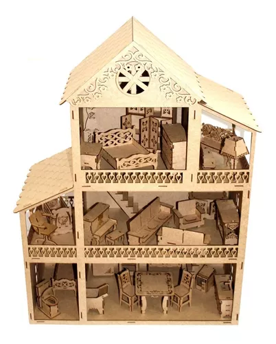 Novo Casa Casinha Para Barbie/polly/lol 60cm Mdf Com Brinde