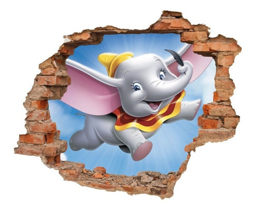 Decoración D Pared Vinil Infantil Dumbo Tapiz Elefante 65x55