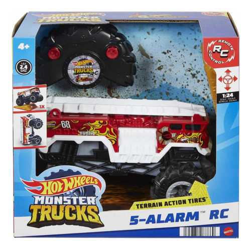 Bombero Hot Wheels Monster Truck Rc 1:24 Control Remoto