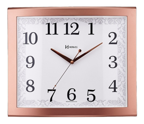 Relógio De Parede Retangular Rose Gold Herweg 6905