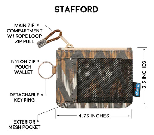 Kavu Stafford Zip Wallet Bolsa De Senderismo Resistente Al A