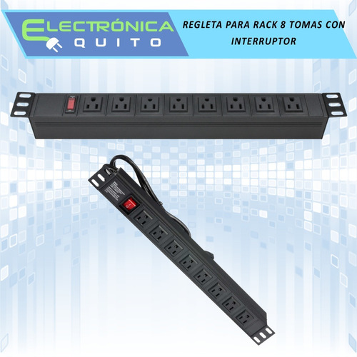 Regleta Para Rack 8 Tomas Eléctricas Con Interruptor Redes 