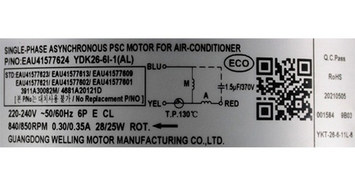 Motor Condensador Para Minisplit Lg Inverter .- Eau41577624