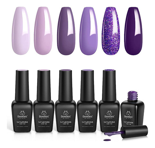 Beetles Gel Nail Polish Kit- 6 Colors Gel Polish Set Purple 