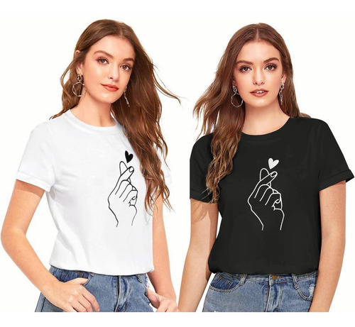 Camiseta De Moda Para Mujer Sudadera Con Corazón De Dedo