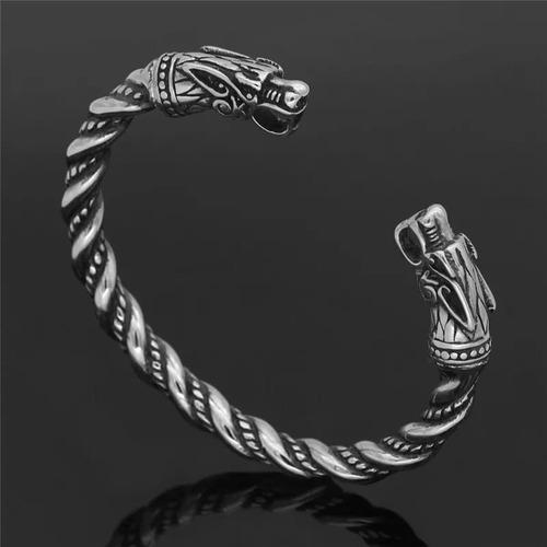 Brazalete Pulsera Para Hombre Estilo Lobo Nórdico