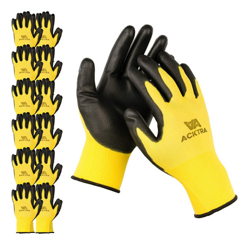 Acktra - Guantes Protectores De Nailon Recubiertos De Poliu.