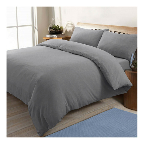 Duvet Doble Gris + Plumón + Fundas 4 Pzas