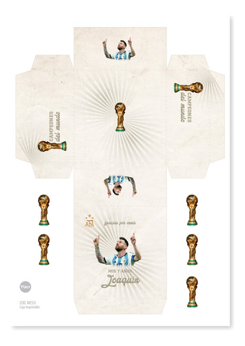 Caja Imprimible Futbol Messi Vintage Tukit