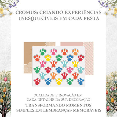 Kit 12 Cartelas Adesiva Pegada De Coelho Caça Ovo Marrom
