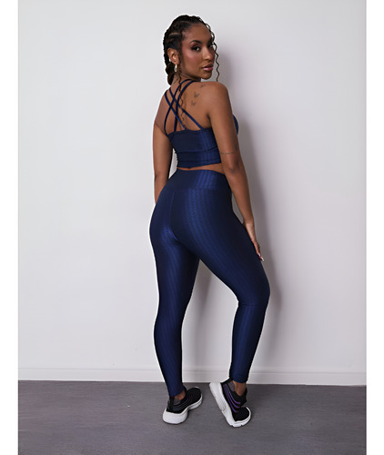 Conjunto Feminino Calça Legging E Top Roupa Para Academia Azul-marinho 3d Gg 42/44