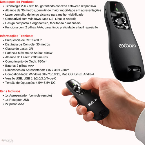 Apresentador De Slides Passador Sem Fio Laser Pointer