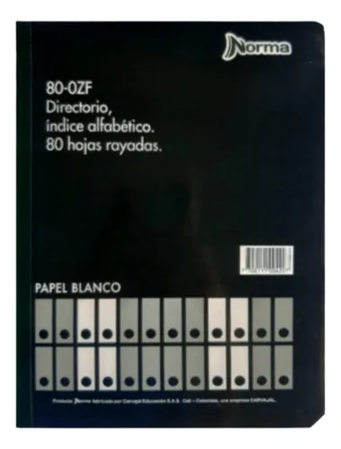Libreta Directorio Alfabetico Norma 80-0zf X12 U