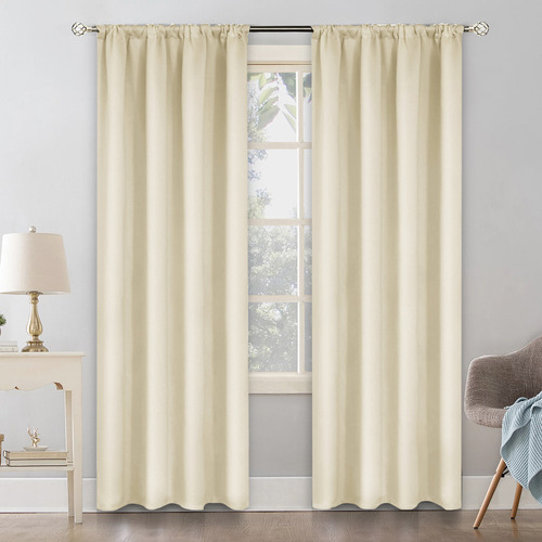 Nanwei Cortina Blackout 132x214cm Con Varilla Bolsa 2 Piezas Color Beige