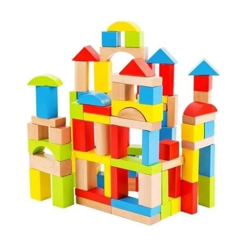 Juego Didáctico  Bloques De Construcción Madera Niños