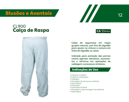 Calça Raspa Valcan Solda Jateamento Solda Soldador Proteção