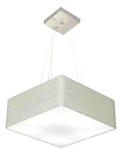 Lustre Pendente Quadrado Vivare Md-4196 Cúpula Em Tecido 15