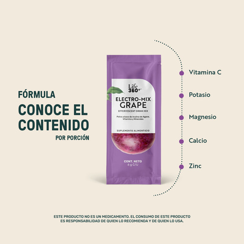 Life360+ Electro-mix Effervescent Drink Uva 30 Sobres