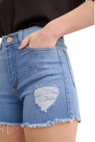 Short Jeans Mujer Isa Elastizado Tiro Alto Excelente Calce