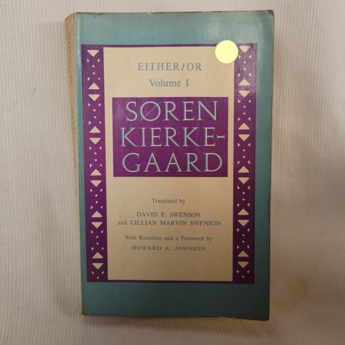 Either Or Soren Volume I Kierkegaard Princeton En Ingles