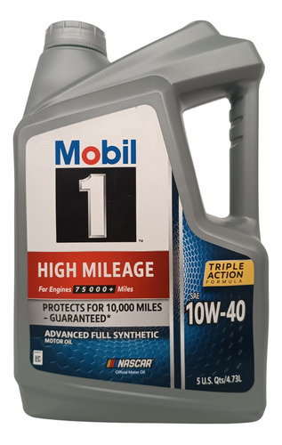 Aceite De Motor 10w40 Sintético Mobil 1 High Mileage 4.73 L