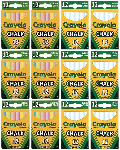 Crayola De Tiza Blanca + Cajas De Colores, 12 Crayols Por Ca