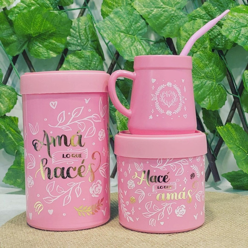 Set Caja Regalo Matero Yerbera Azucarera Mate Bombilla Madu