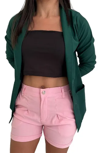 Blazer Saco Mujer De Vestir Bengalina Dama Bolsillos Moda