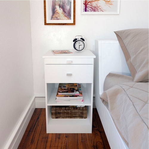 Mesa De Luz Con Desayunador Centro Estant Blanco Wengue Mm