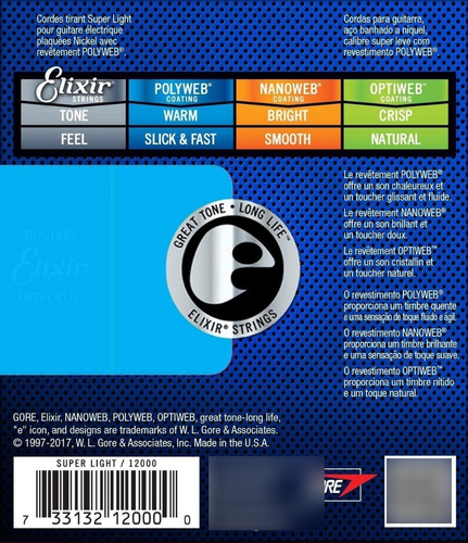 Cuerdas Elixir Polyweb Para Guitarra Electrica Nickel 9-42