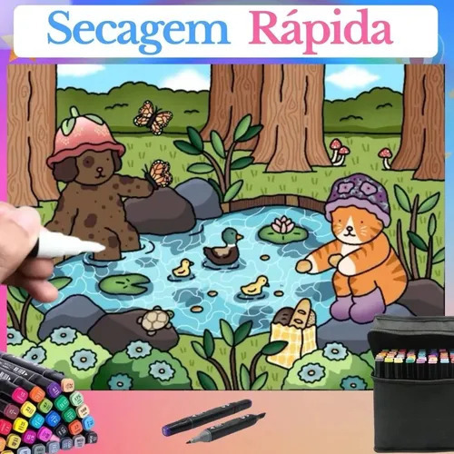 Xin Kit De Livro Para Colorir + Canetas De Ponta Dupla De