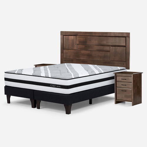Cama Europea Driven 2 Plazas Base Dividida Con Muebles Dolce