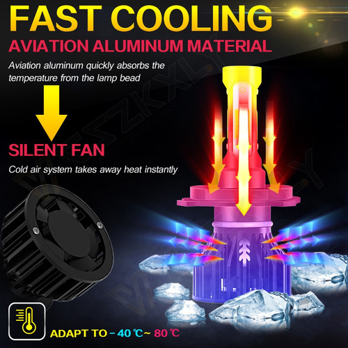 Un Par De Faros Delanteros H4 9003, Led De 4 Lados, 24000 Lú