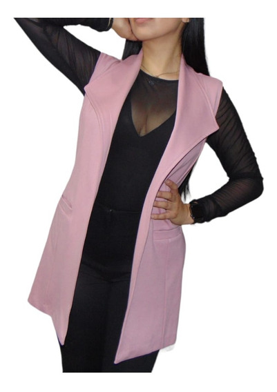 Chaleco Tipo Blazer Largo Mujer Formal | Meses sin intereses