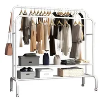 Comprar Perchero De Ropa Estante Zapatero 2 Niveles Con Ruedas Color