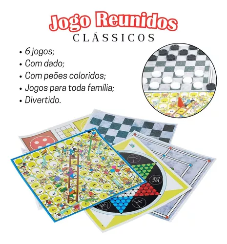 6 Jogos Reunidos - Dama Trilha Ludo Xadrez + 2 Jogos - Nig