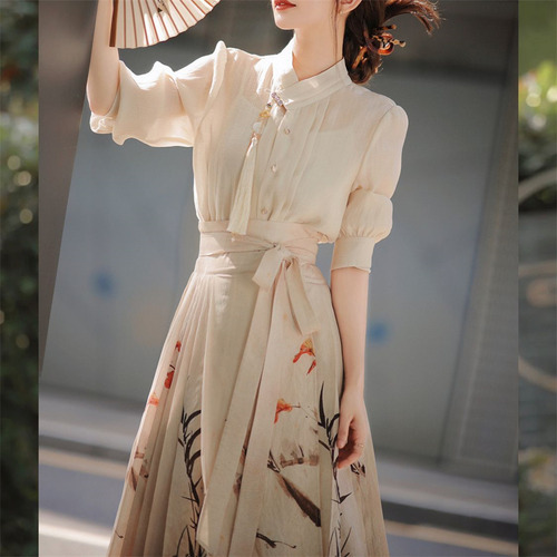 Disfraz Hanfu, Conjunto De Falda Corta Con Botones, Camisa Con Botones Para Mujer
