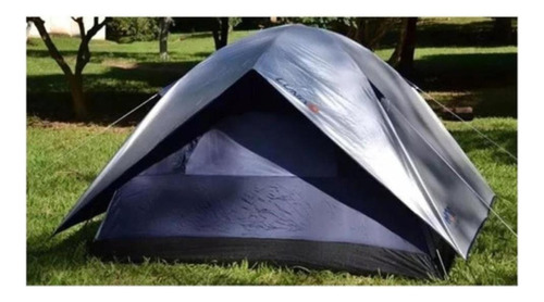 Barraca Camping Luna 7 Pessoas 300x300x180 C/ Sobreteto Cor Azul e cinza