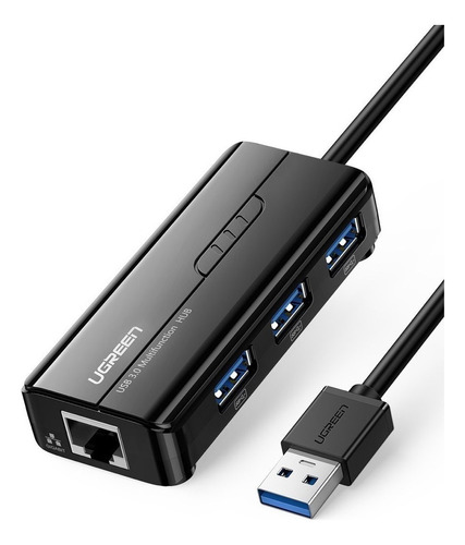 Ugreen Usb 3.0 + Hub 3 Puertos Rj45 Ethernet Giga Adaptador