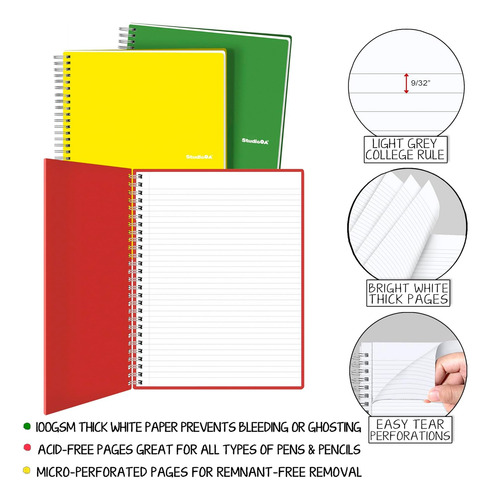 Cuaderno Espiral, 8.5 X 11 Pulgadas, Papel Grueso De 10...