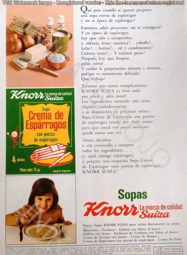 Antigua Publicidad Clipping Knorr Suiza Sopa Crema Año 1967