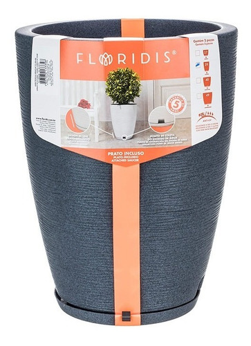 Combo 4 Maceta Plástica Simil Piedra 29 X 44 Con Plato