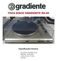 Comprar Catálogo u002F Folder: Toca Disco Gradiente Ds-40 # Novo Okm.