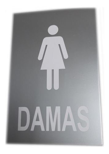 Letrero Baño De Damas Plateado Señalización Cartel