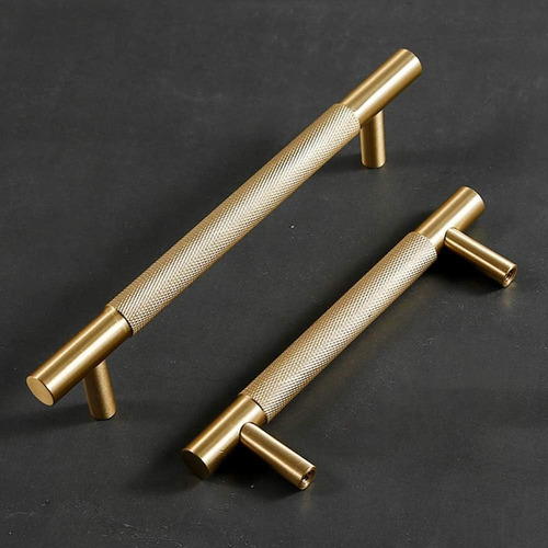Manija Tirador Barral 96mm Set X2 Cajón Mueble Cocina Inox. Dorado Rayas