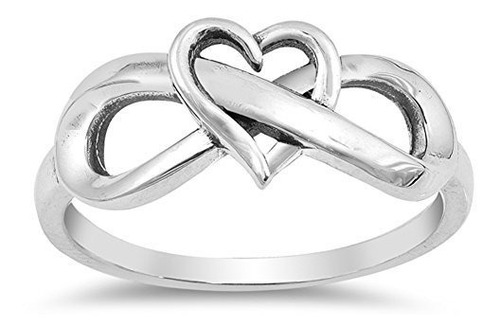 Tamaño Oxidado Infinito Amor Nudo Promise Ring Sterling Band