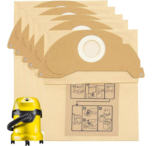 5 Bolsas Filtro Papel Aspiradora Para Karcher Wd2 Mv2 A2004